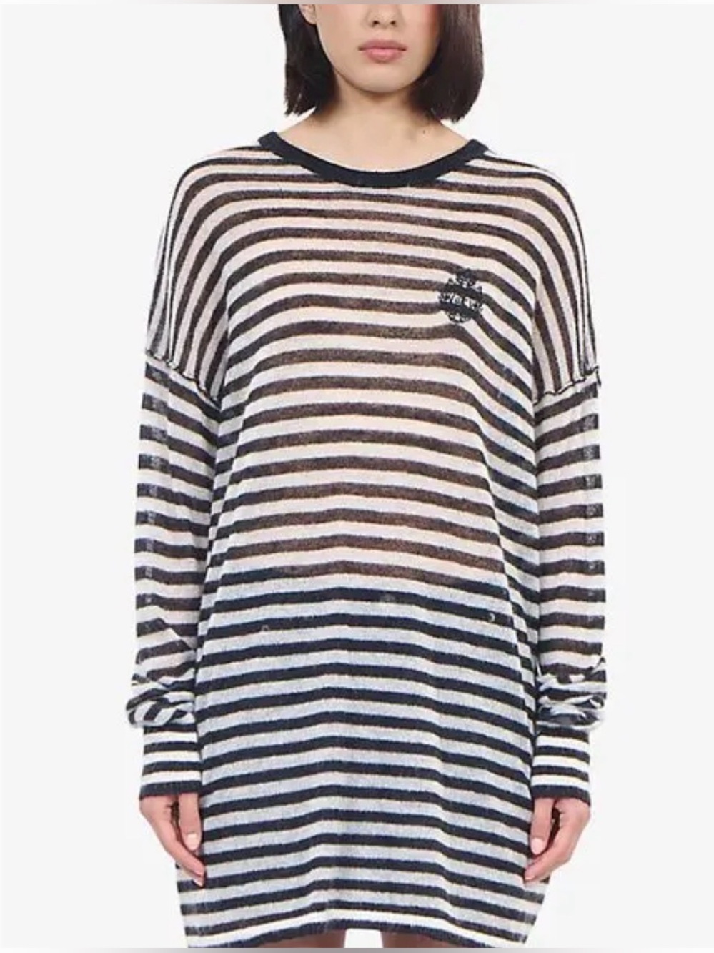 THE KOOPLES Oversized Knitted Top In Black / White